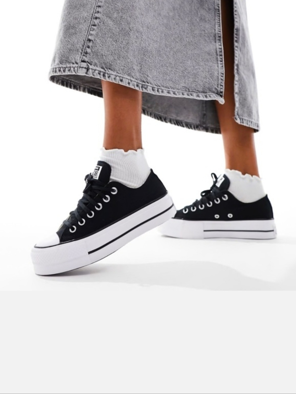 Converse Chuck Taylor All Star Hi Lift canvas sneakers in black and white
